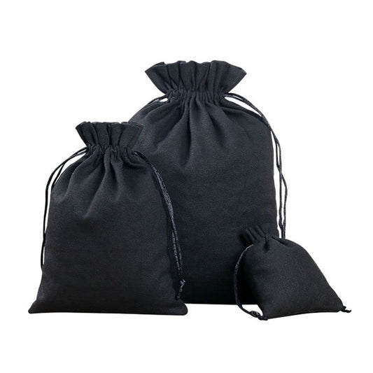 Black Canvas Drawstring Bags - 7 Sizes