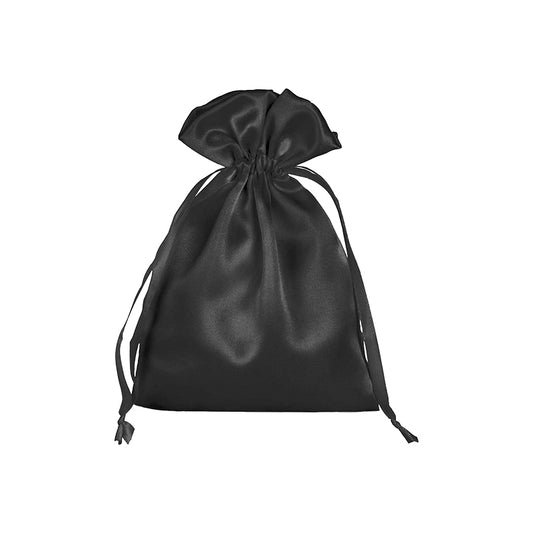 50pcs Black Satin Bags with Drawstring - 7 Sizes