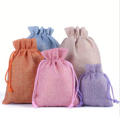 Burlap Jute Drawstring Bags White - 7 Sizes