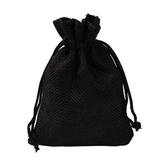 Burlap Jute Drawstring Bags Black - 7 Sizes