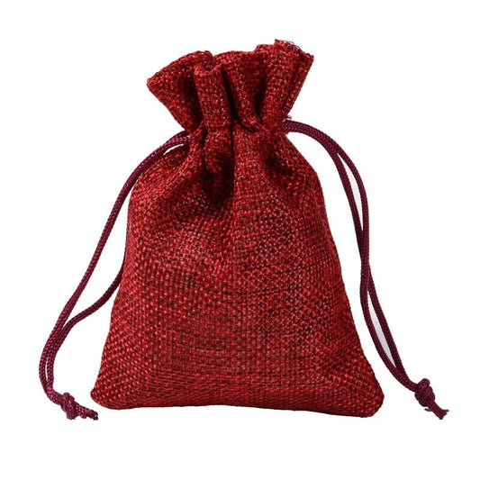 Burlap Jute Drawstring Bags Burgundy - 7 Sizes