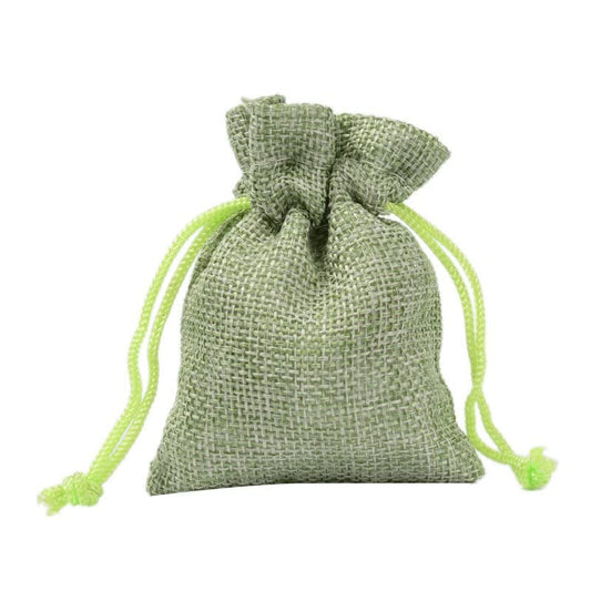 Burlap Jute Drawstring Bags Green - 7 Sizes