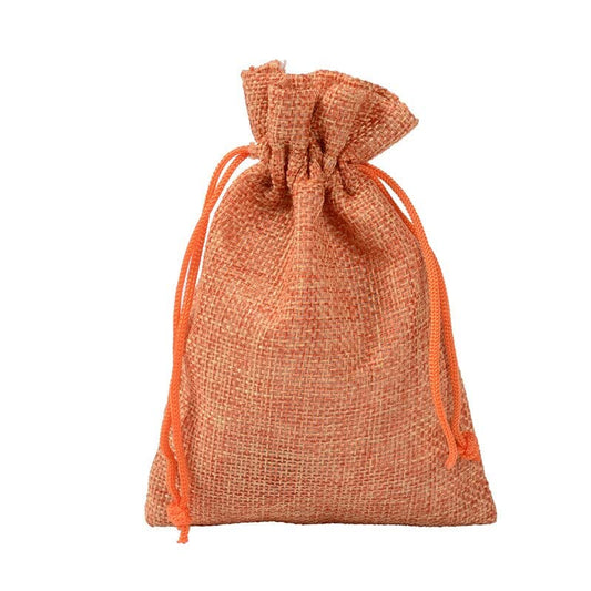 Burlap Jute Drawstring Bags Orange - 7 Sizes