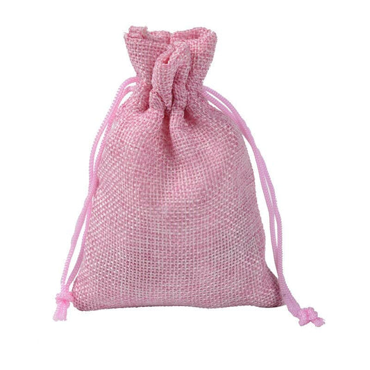 Burlap Jute Drawstring Bags Pink - 7 Sizes