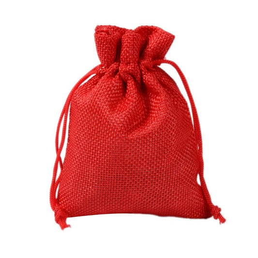 Burlap Jute Drawstring Bags Red - 7 Sizes