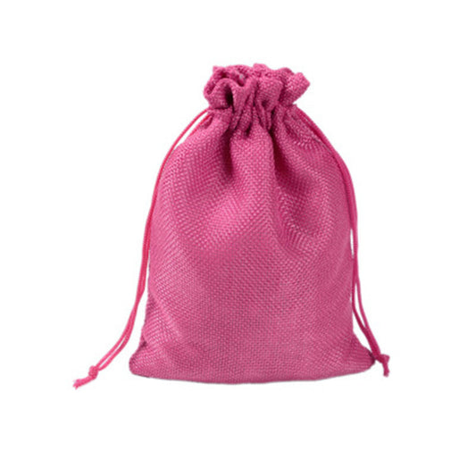 Burlap Jute Drawstring Bags Rose Pink - 7 Sizes