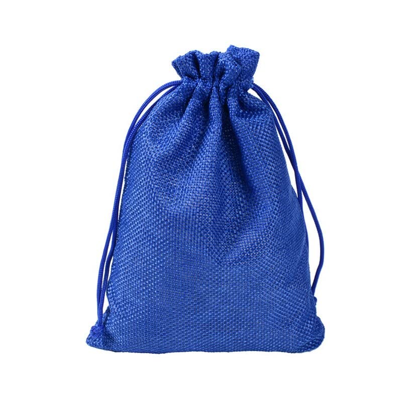 Burlap Jute Drawstring Bags Royal Blue - 7 Sizes