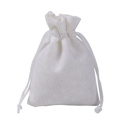 Burlap Jute Drawstring Bags White - 7 Sizes