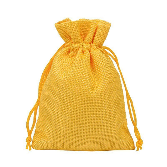 Burlap Jute Drawstring Bags Yellow - 7 Sizes