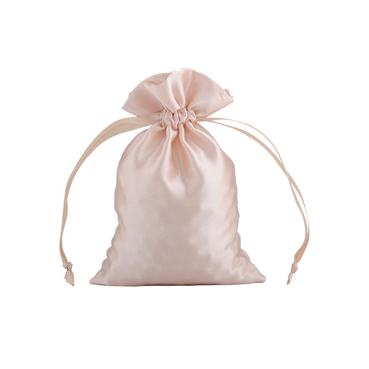 50pcs Champagne Satin Bags with Drawstring - 3 Sizes