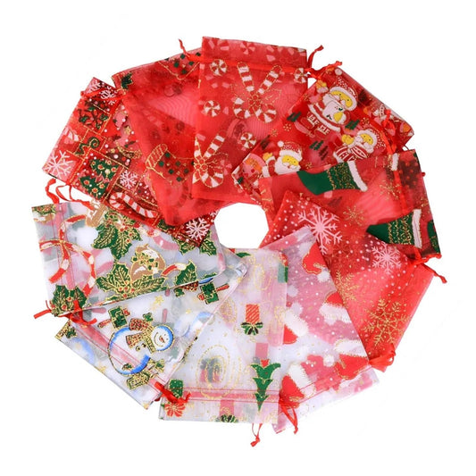 50pcs Christmas Organza Bags - 2 Sizes