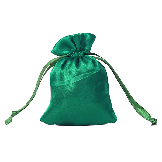 50pcs Green Satin Bags with Drawstring - 3 Sizes