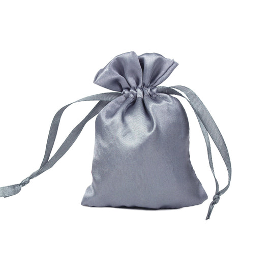 50pcs Grey Satin Bags with Drawstring - 7 Sizes