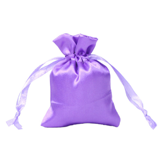 50pcs Light Purple Satin Bags with Drawstring - 3 Sizes