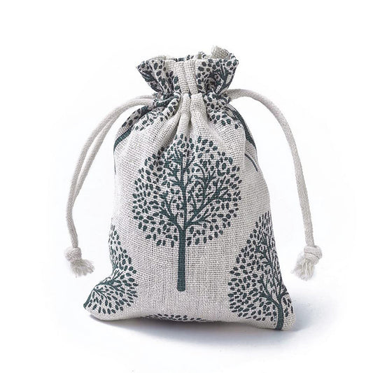 Linen Drawstring Bags Tree of Life Pattern - 3 Sizes