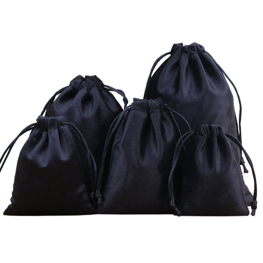 Luxury Soft Velvet Drawstring Bags Black - 4 Sizes