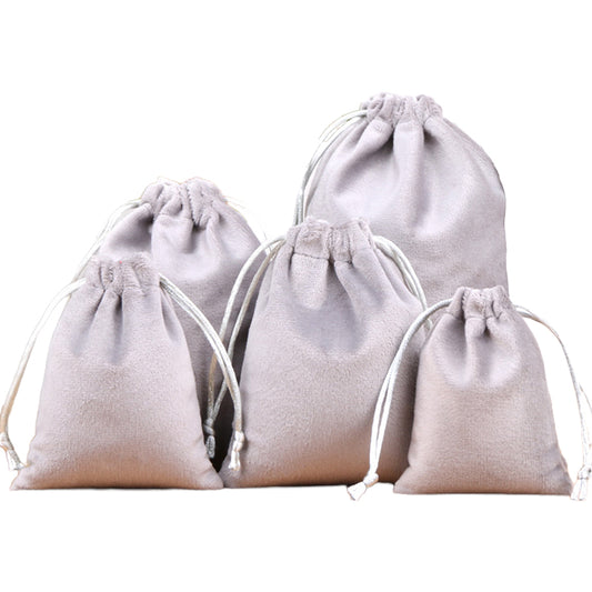 Luxury Soft Velvet Drawstring Bags Grey - 4 Sizes