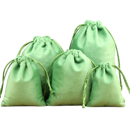 Luxury Soft Velvet Drawstring Bags Light Green - 4 Sizes