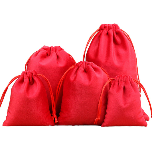 Luxury Soft Velvet Drawstring Bags Red - 4 Sizes