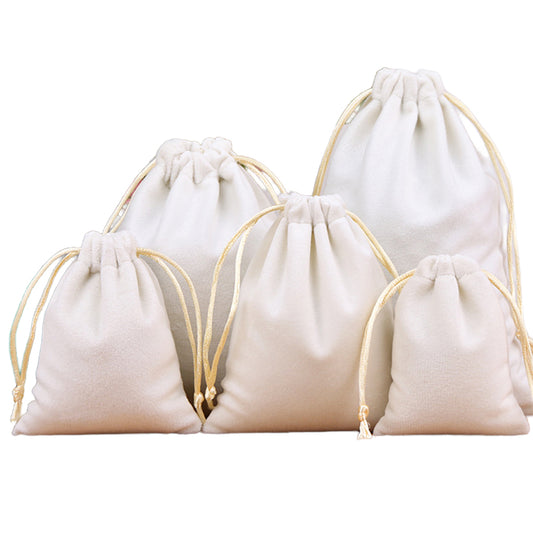 Luxury Soft Velvet Drawstring Bags White - 4 Sizes