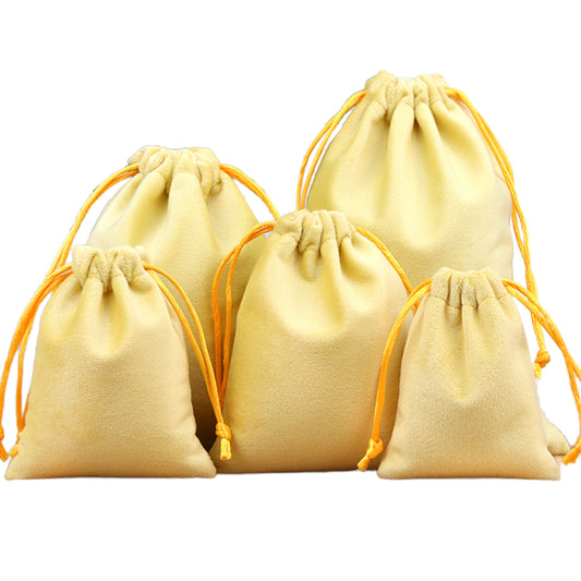 Luxury Soft Velvet Drawstring Bags Yellow - 4 Sizes