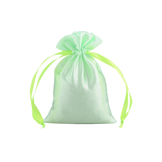 50pcs Mint Green Satin Bags with Drawstring - 3 Sizes