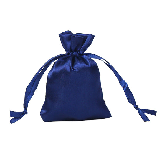 50pcs Navy Blue Satin Bags with Drawstring - 7 Sizes