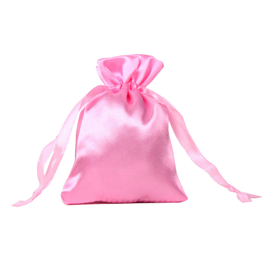 50pcs Pink Satin Bags with Drawstring - 7 Sizes