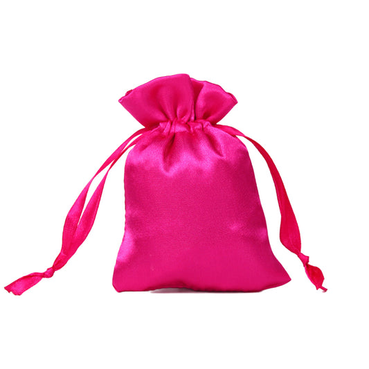 50pcs Rose Pink Satin Bags with Drawstring - 7 Sizes