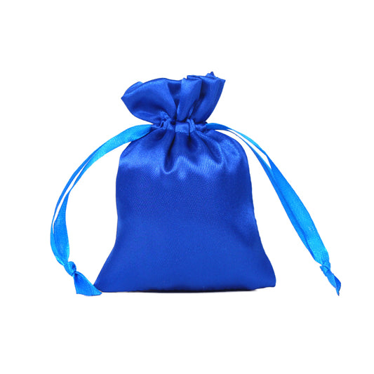 50pcs Royal Blue Satin Bags with Drawstring - 7 Sizes