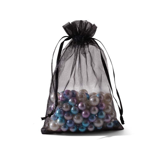 100pcs Black Sheer Organza Bags - 7 Sizes