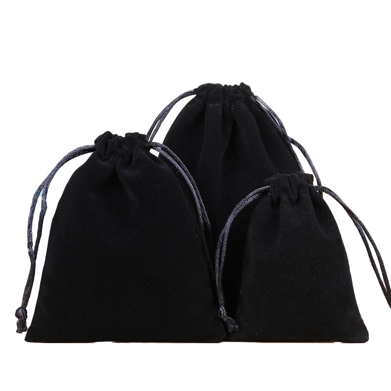 Single Sided Black Velvet Drawstring Bags - 5 Sizes